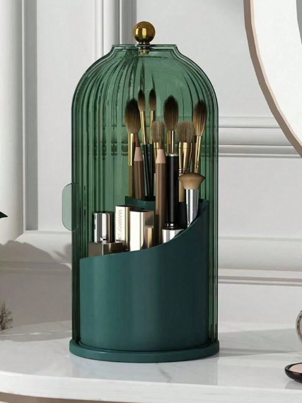 Makeup & Toothbrush Holder Organizer With Lid 360 Rotating